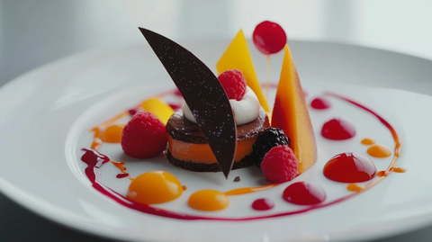 巧克力几何果泥泡沫甜点