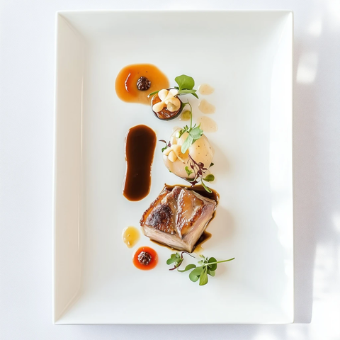 白色餐盘配法式鹅肝