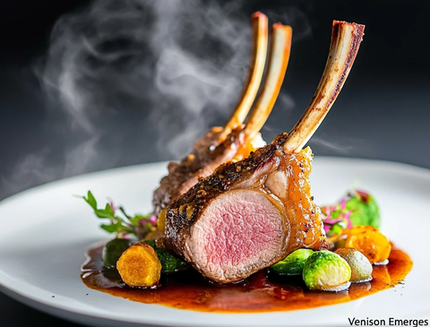 烤羊排配酱汁蔬菜