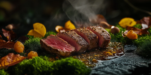 完美熟成牛排切片背景