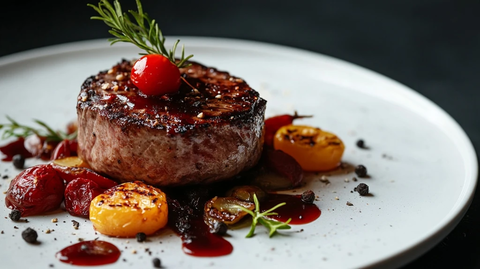 红色主题奢华美食摆盘