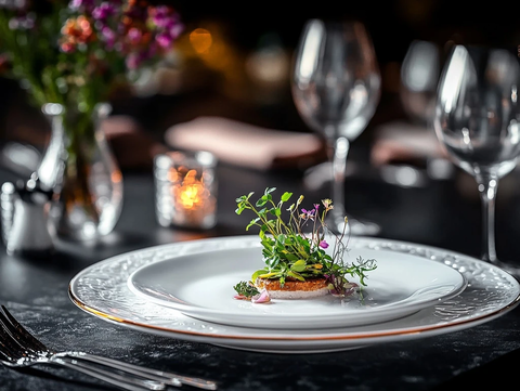 三道精致菜品豪华餐厅展示