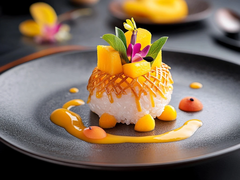 芒果糯米饭精致摆盘