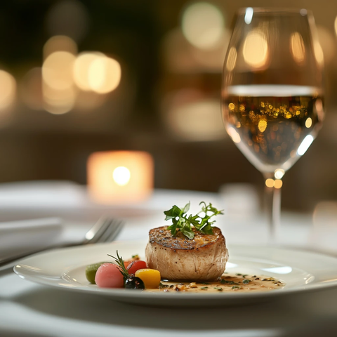 主菜配酱汁与新鲜香草