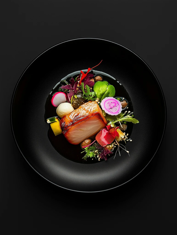 黑色盘装日式拉面