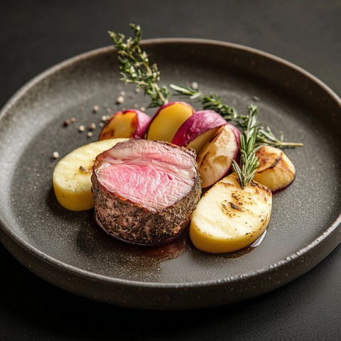 香草鹿肉配苹果甘蓝