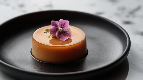 焦糖布丁配食用花