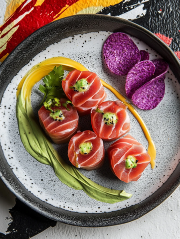 红塔配紫薯片与牛油果