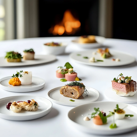 简约白盘美食晚宴