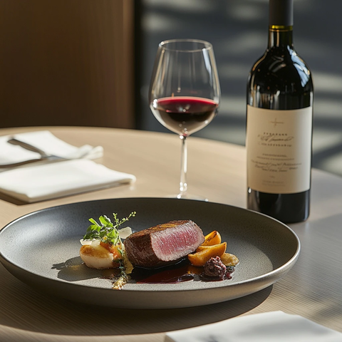 夏季餐桌红酒美食