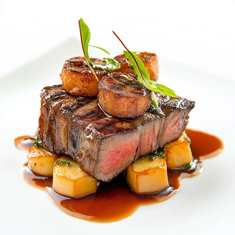 铁板烧牛排焦糖美食