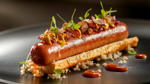 热狗香肠面包配料摆盘