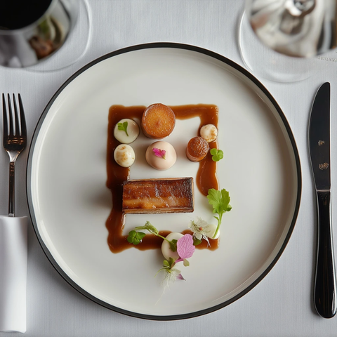 现代餐桌精致餐盘美食