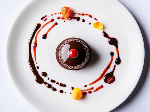 奶油慕斯配艺术酱汁