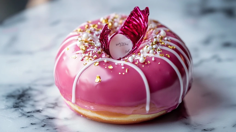 粉色釉面甜甜圈与艺术装饰