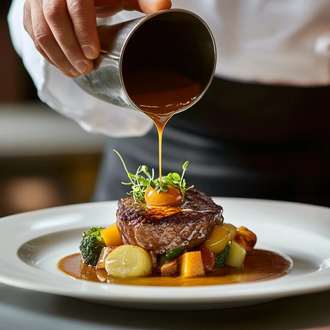 厨师创作美食的细腻瞬间