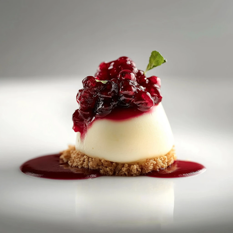芝士蛋糕配红莓酱
