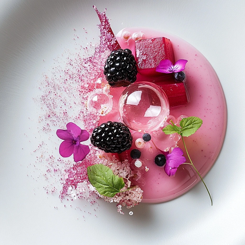 粉红果冻与黑莓覆盆子