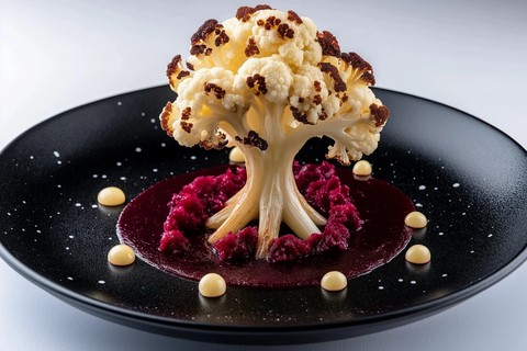 烤花椰菜配甜菜泥