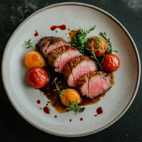 切片小牛肉精致摆盘