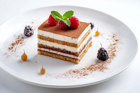 莓果蛋糕配薄荷装饰