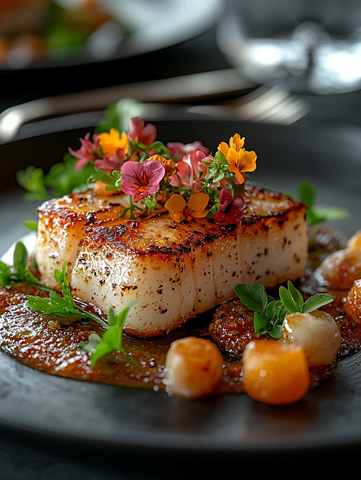 精致摆盘美食与优雅餐具