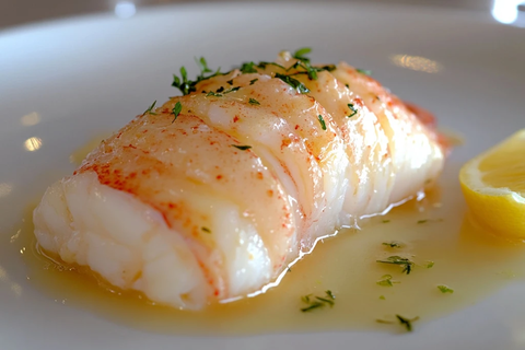 熟龙虾尾配香草柠檬