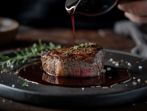 红酒汁西冷牛排特写