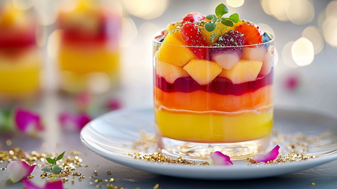 芒果草莓奇异果多层果冻