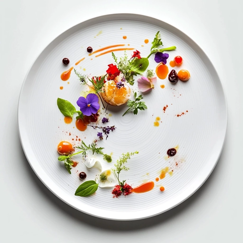 精致餐盘美食插画