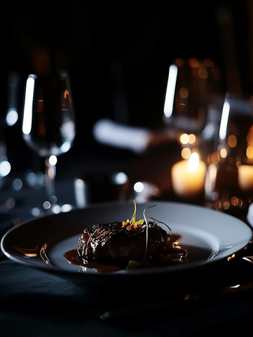 精致晚餐银器烛光美食