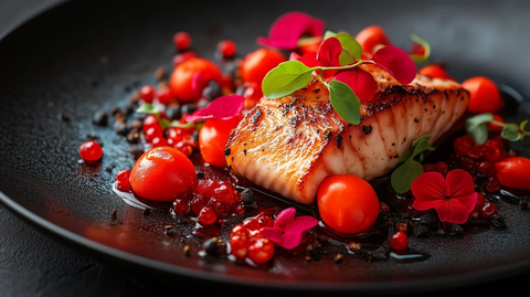 红色美食奢华摆盘