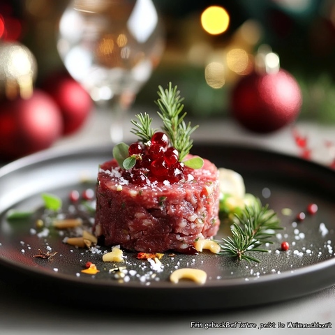 自制牛肉塔塔圣诞装饰