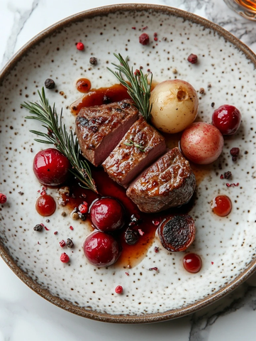 精致肉类摆盘自然质感