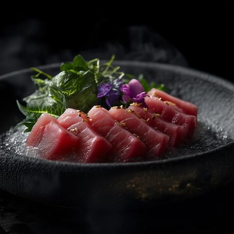 三片金枪鱼刺身配山葵