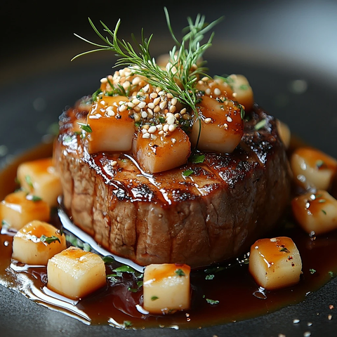 铁板烧牛排焦糖美食