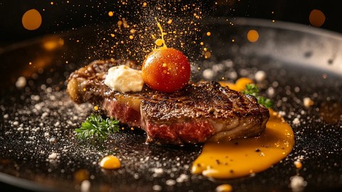 铁板牛排配焦糖奶油