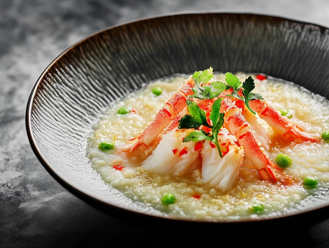 蟹肉粥搭配精致装饰