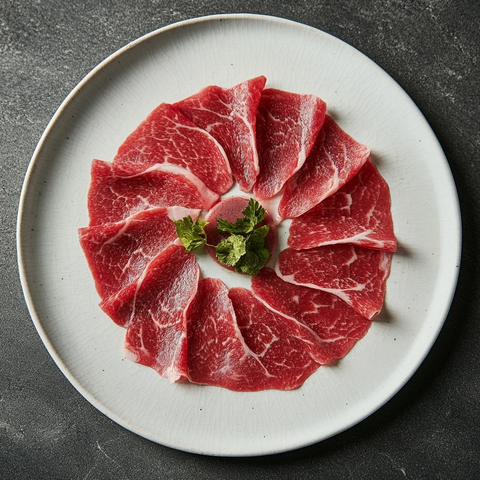 手工切片生牛肉盘饰