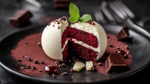 白巧克力球开红丝绒蛋糕