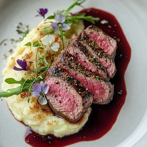 香草牛排配松露土豆泥