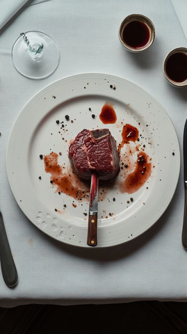 白桌布餐桌摆设生肉料理