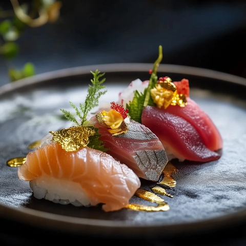 金箔点缀寿司刺身组合