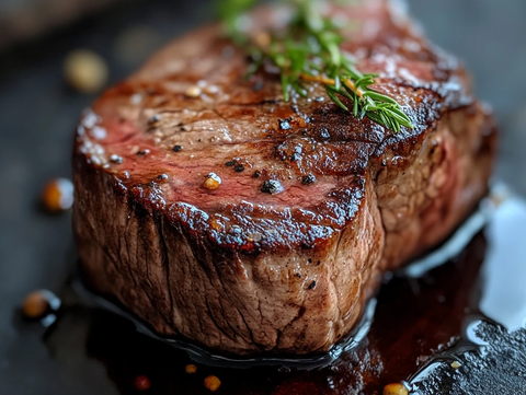 自制香煎牛排配白兰地胡椒汁