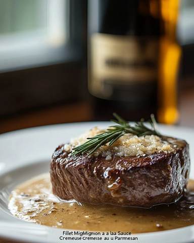 帕尔玛奶油牛排切片特写