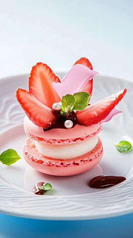 草莓巧克力马卡龙甜点