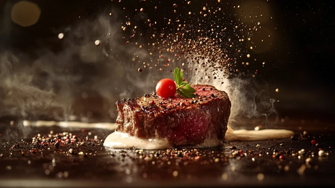 跳跃牛排配焦糖黑椒