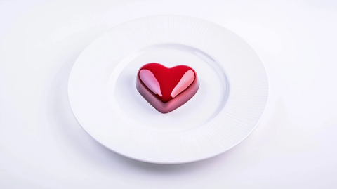 心形巧克力白色盘子摆放