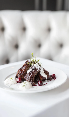 烤肉配蔓越莓酱白盘装