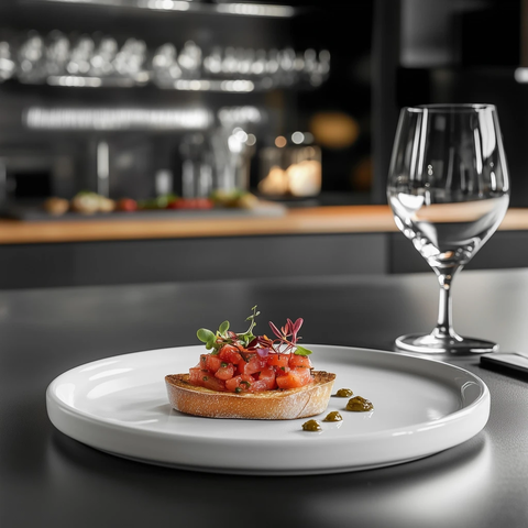 白色盘子上的番茄塔塔